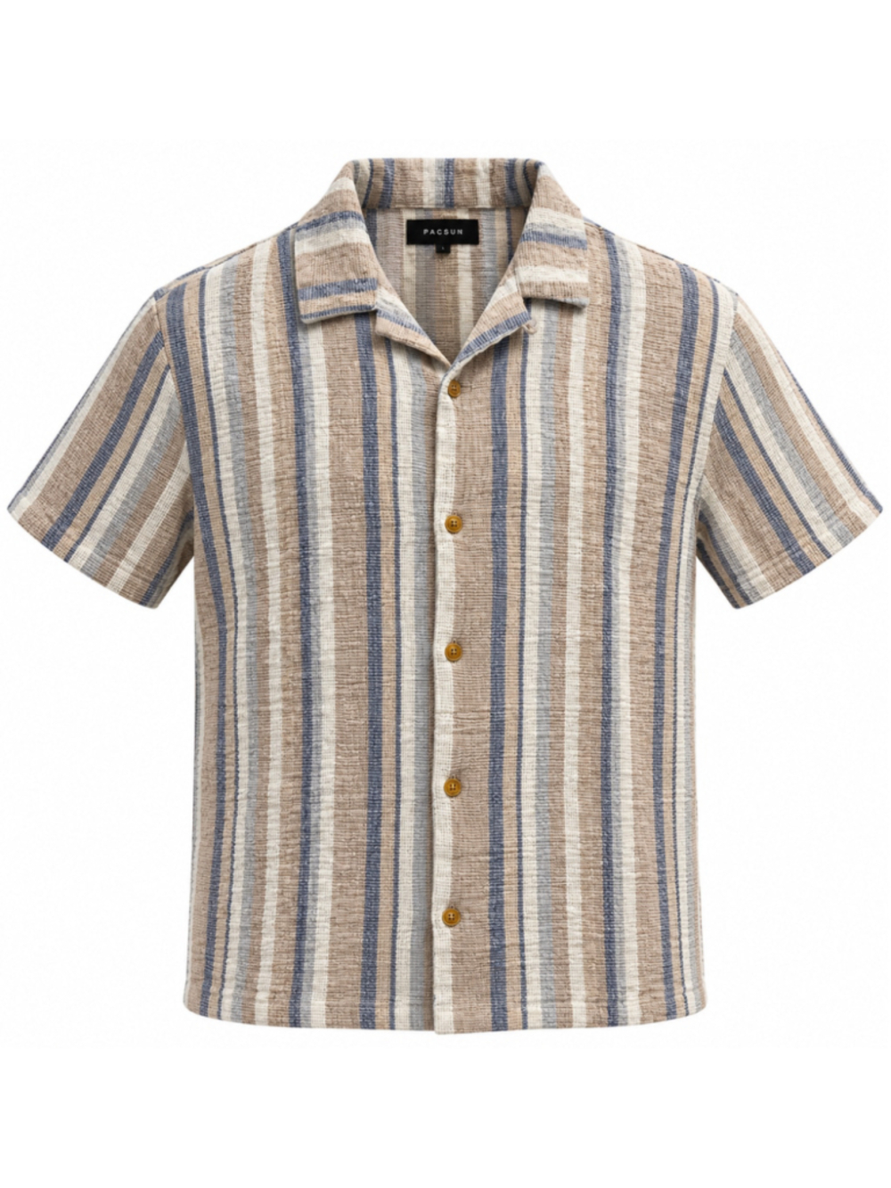 Men's PacSun Striped Casual Button Down Shirt, Size L, Beige and Blue
392